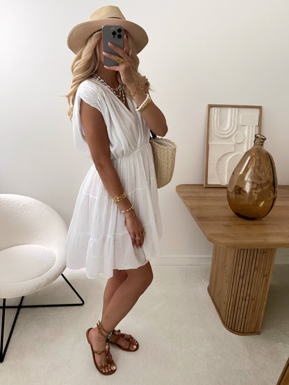 TULLIANI ruffled short dress - white