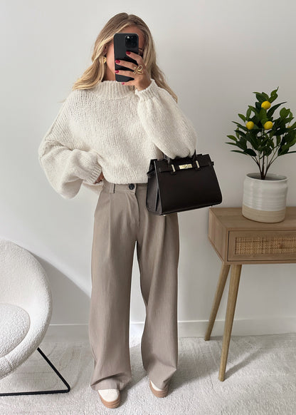 SERNIA beige oversized tailored trousers