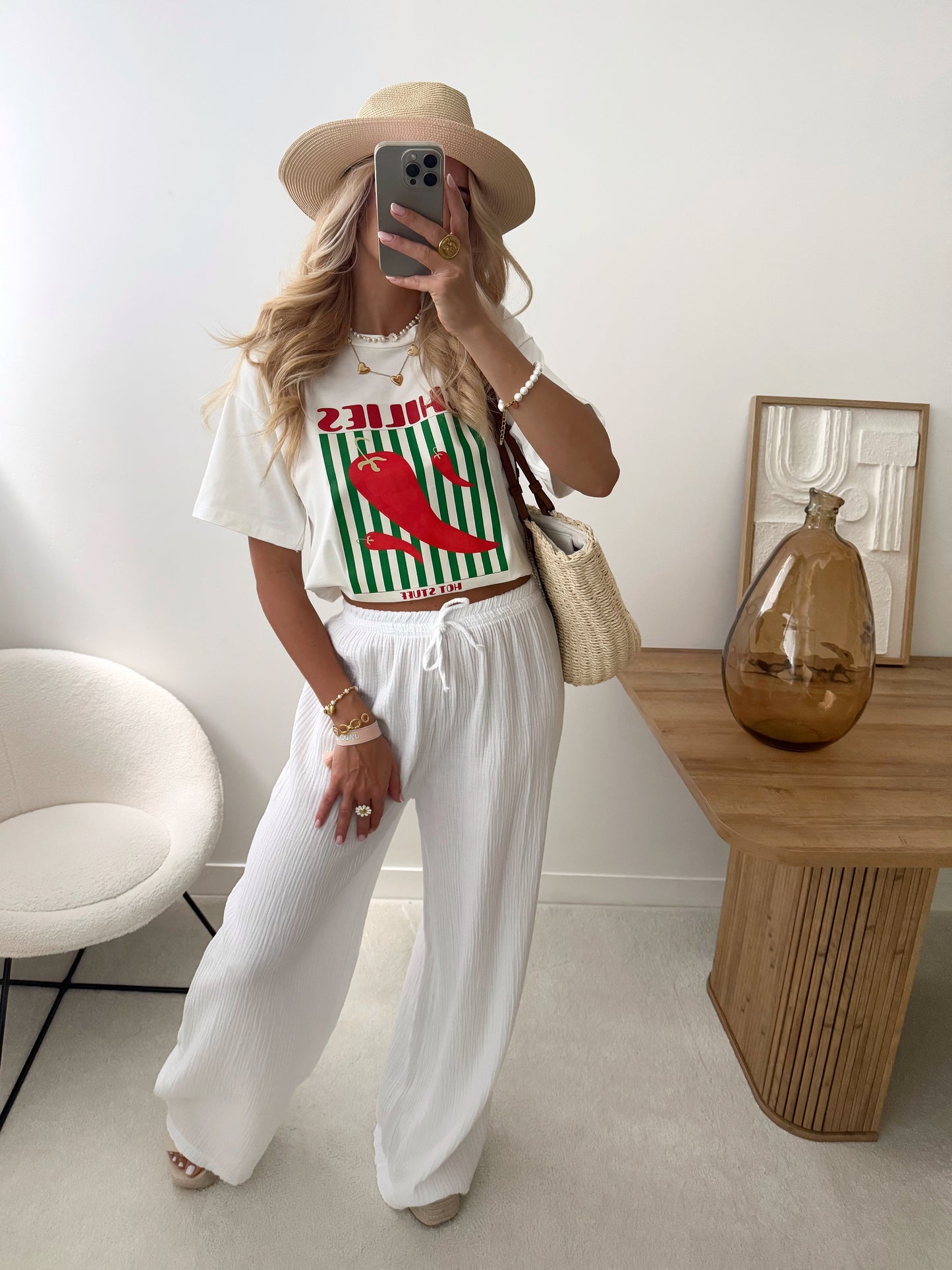 PHITA cotton gauze pants - white