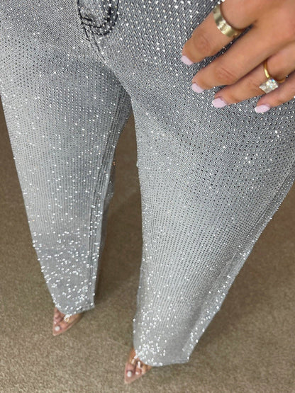 Jean Shiny denim à strass