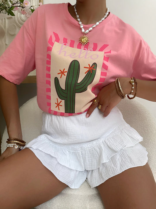Oversized T-shirt with HELLO print