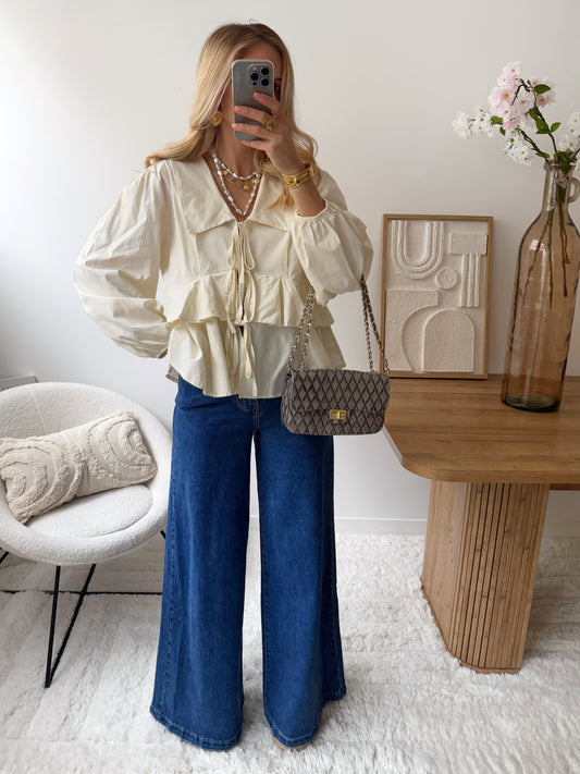 Jean taille haute wide-leg bleu brut PATTI