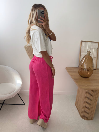 PHITA cotton gauze pants - fuchsia