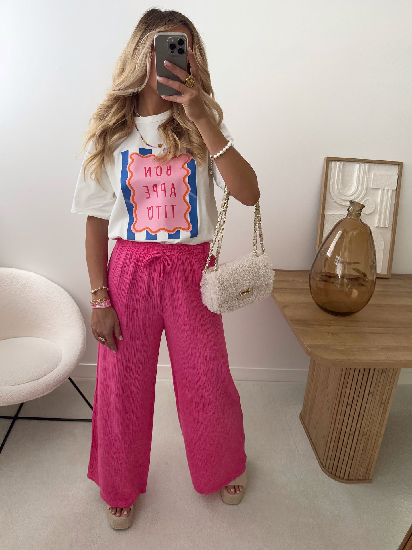 PHITA cotton gauze pants - fuchsia