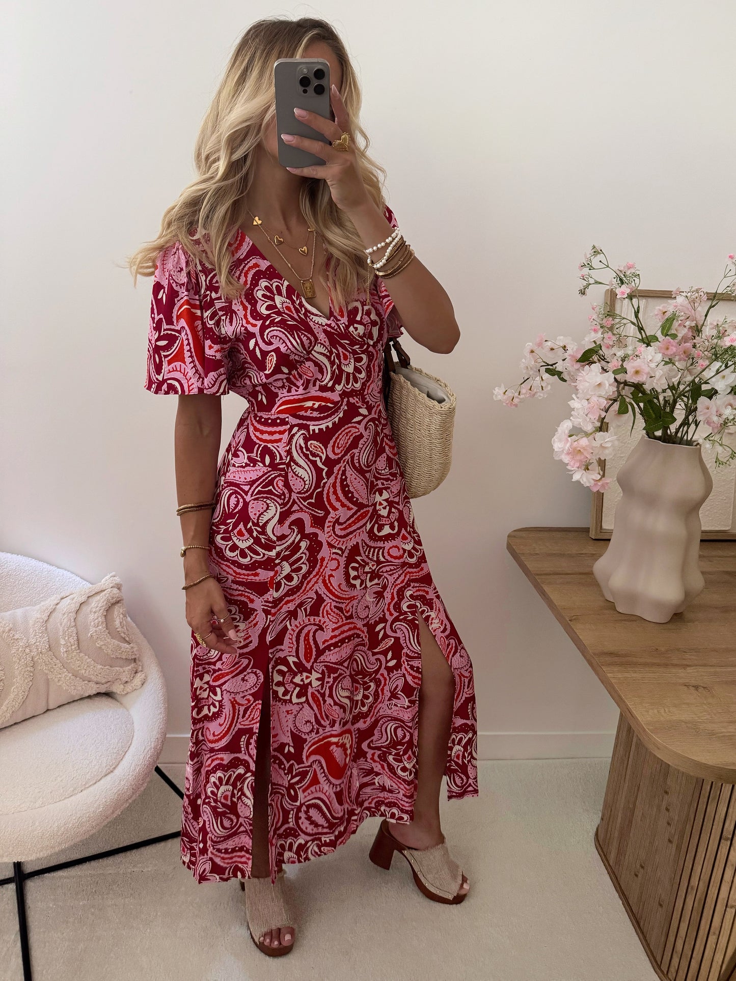 JANERO print long dress