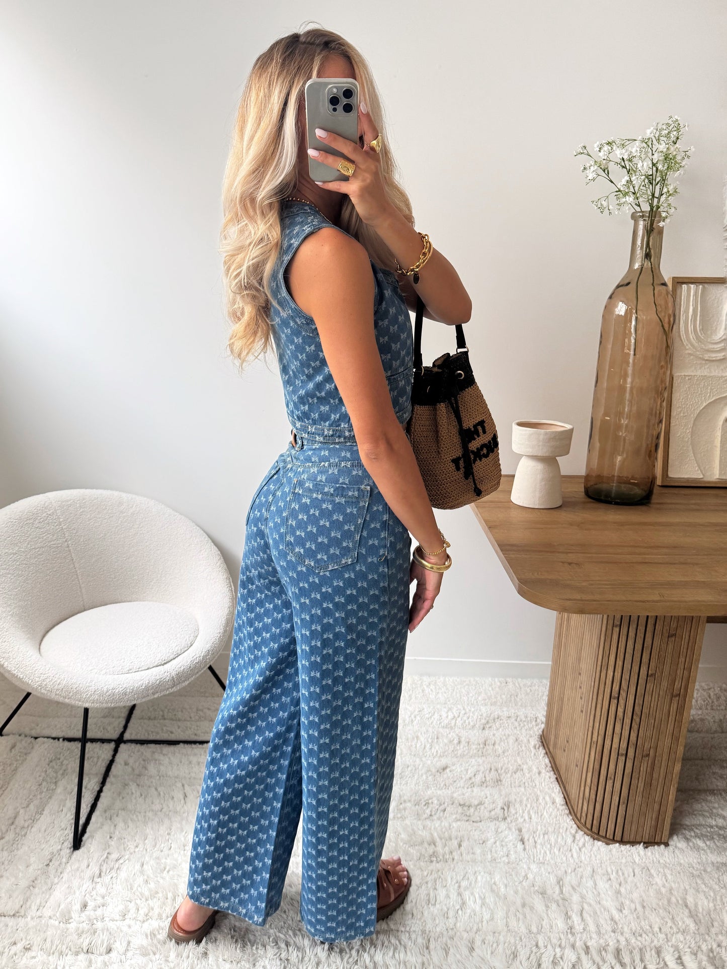 Jean en denim à imprimé noeuds LYA