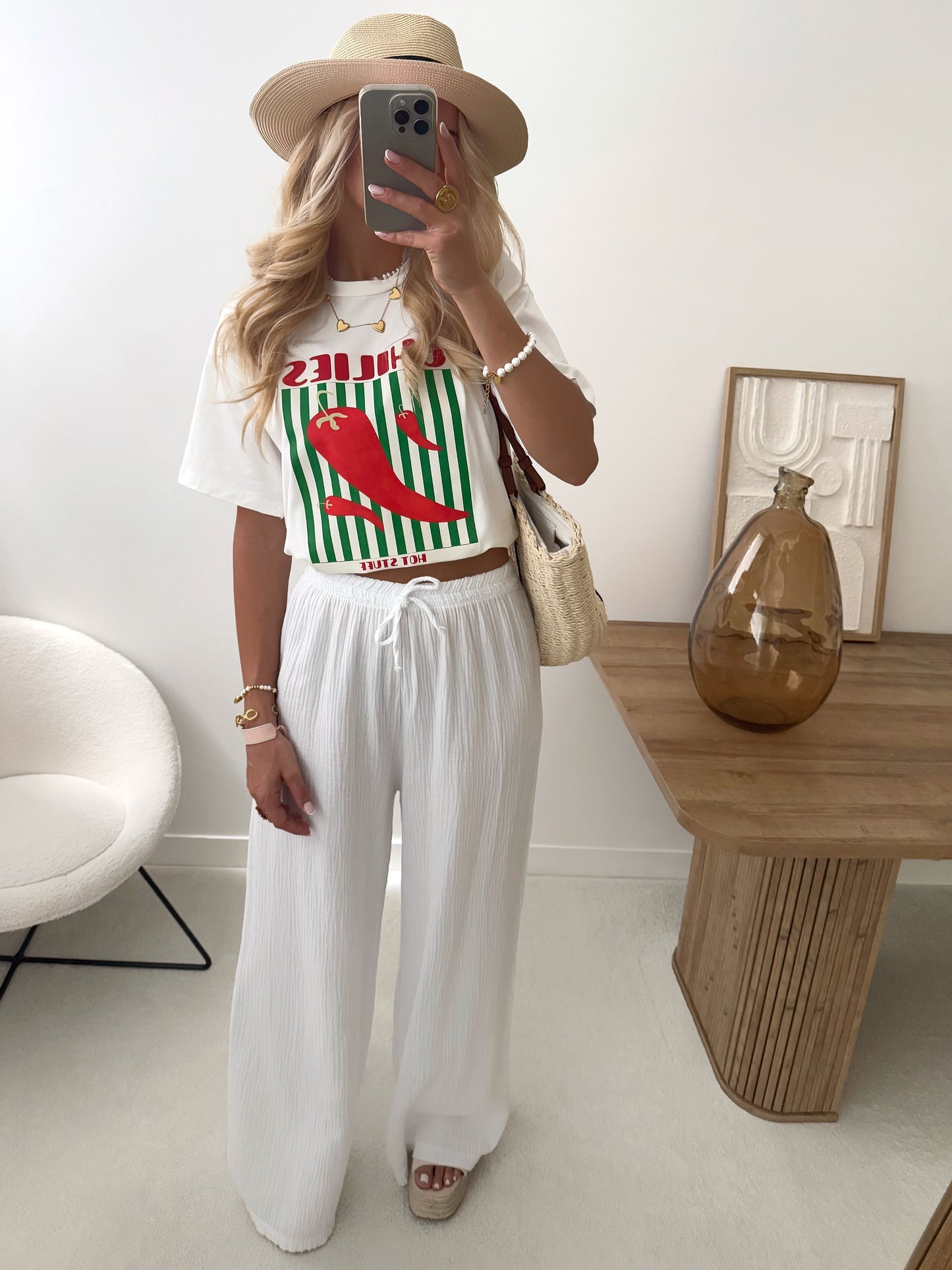 PHITA cotton gauze pants - white