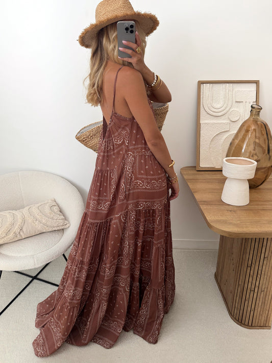 ARISTIDA Paisley Print Long Dress