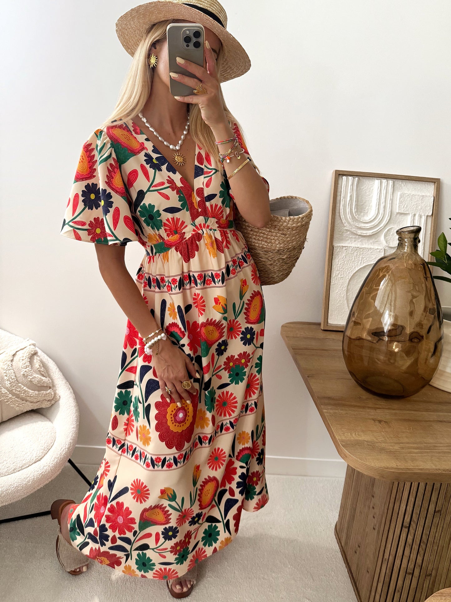 KARO floral print long dress