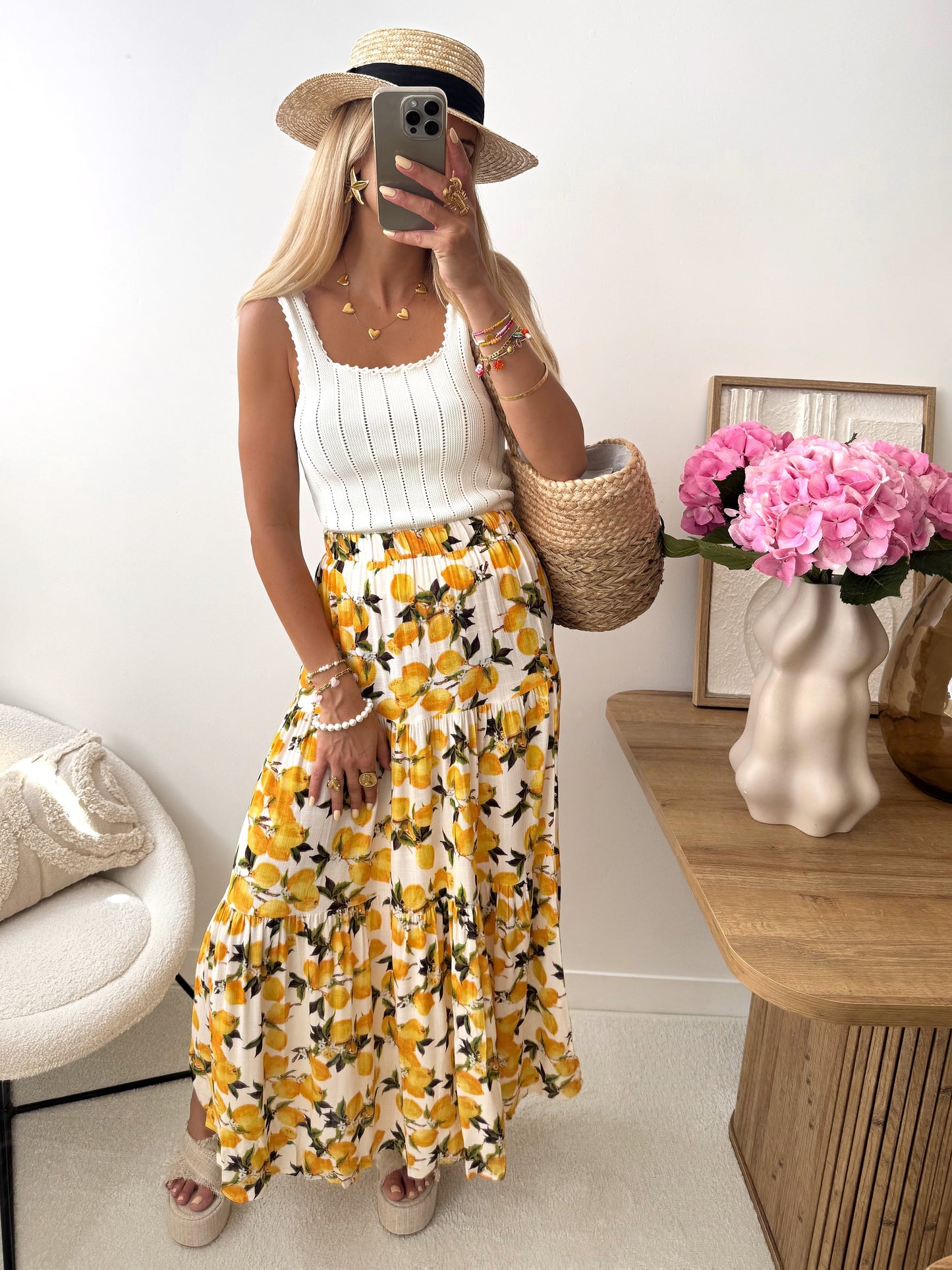 AVETIS openwork knit tank top - ecru