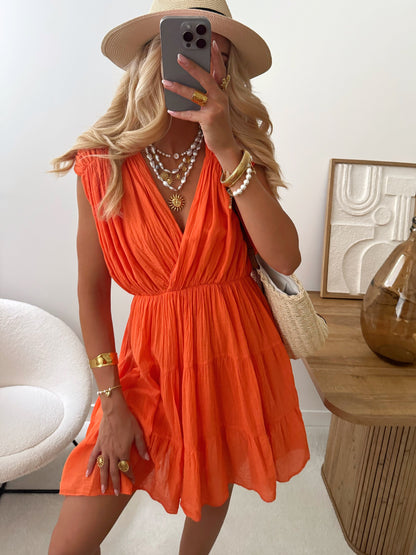 TULLIANI ruffled short dress - orange