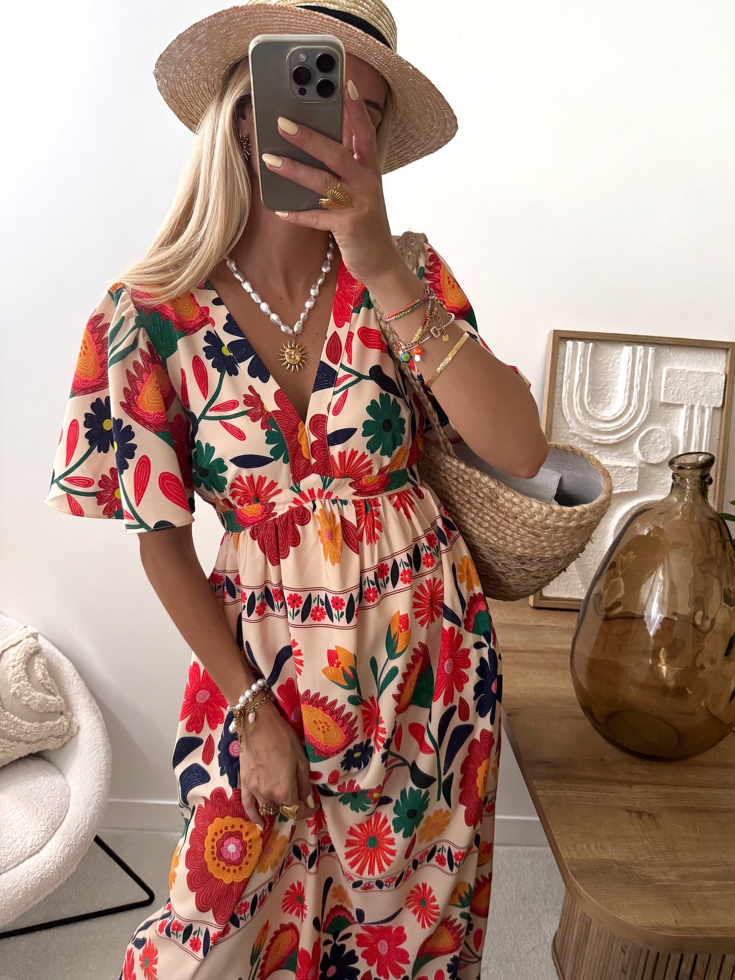 KARO floral print long dress