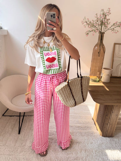 HARDIN Vichy print pants - fuchsia