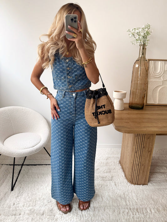 Jean en denim à imprimé noeuds LYA