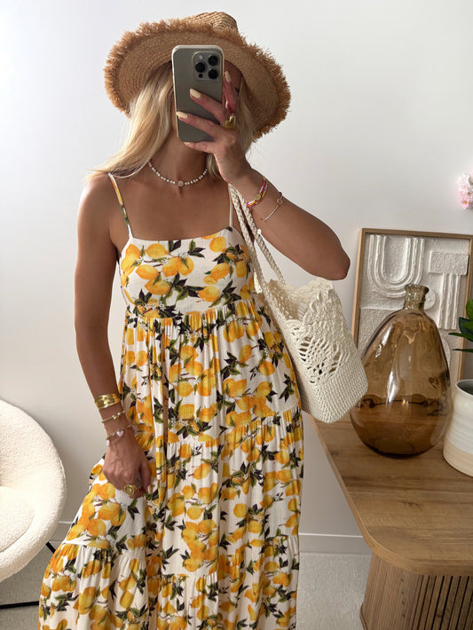 DILAW lemon print midi dress