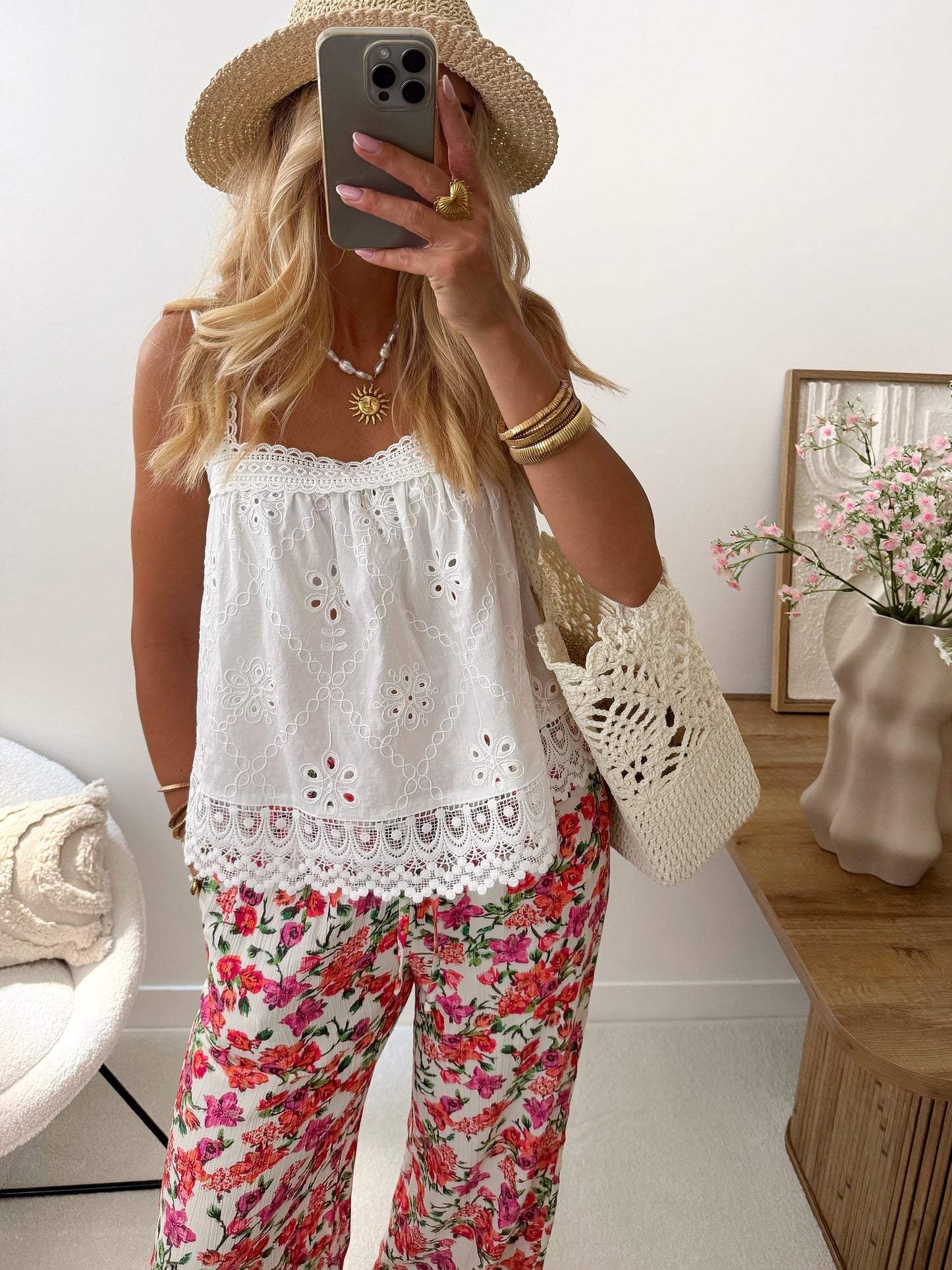 MACEIO floral print straight cut pants