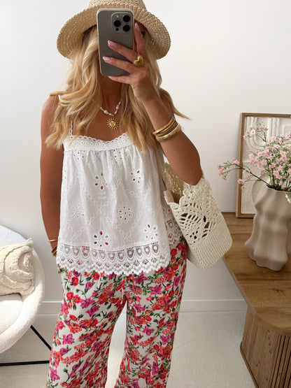 MACEIO floral print straight cut pants