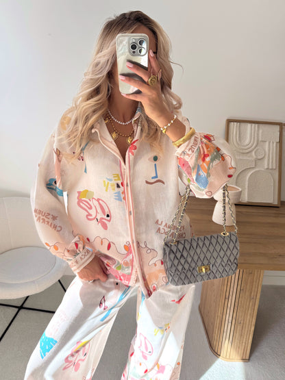 FAUVERT print shirt and pants set