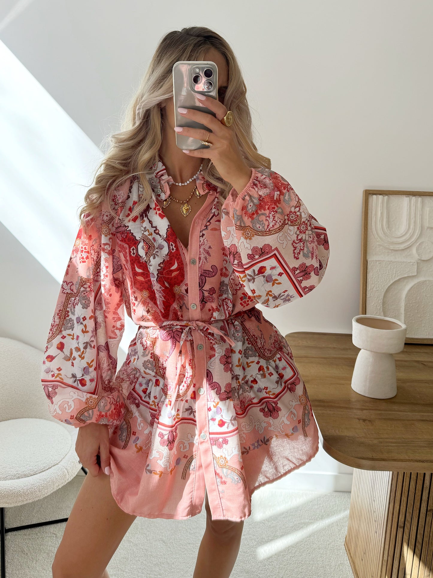 ARUNE print ruffled dress