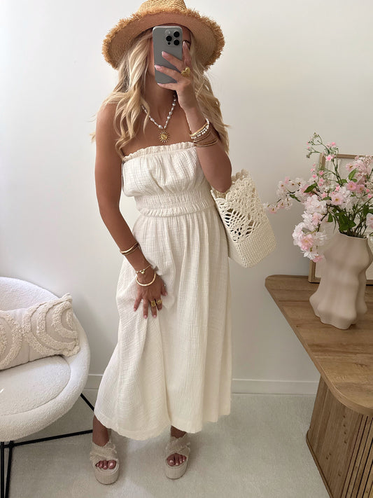 PERSÉE long strapless cotton gauze dress