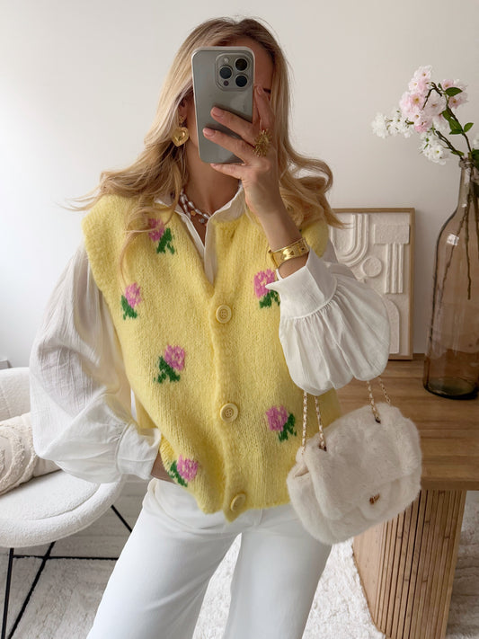 CISCO floral sleeveless vest - yellow