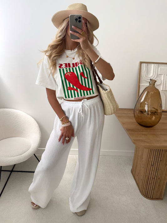 PHITA cotton gauze pants - white