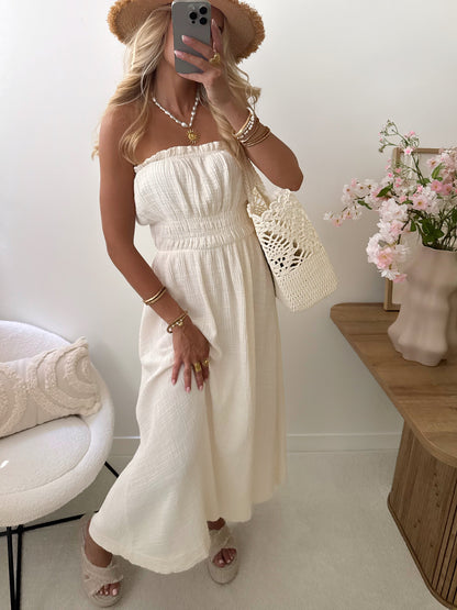 PERSÉE long strapless cotton gauze dress