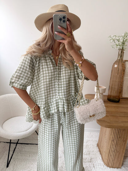 HARDIN Vichy print pants - khaki