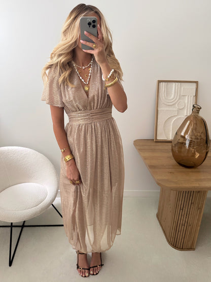 VICTORIA iridescent veil long dress