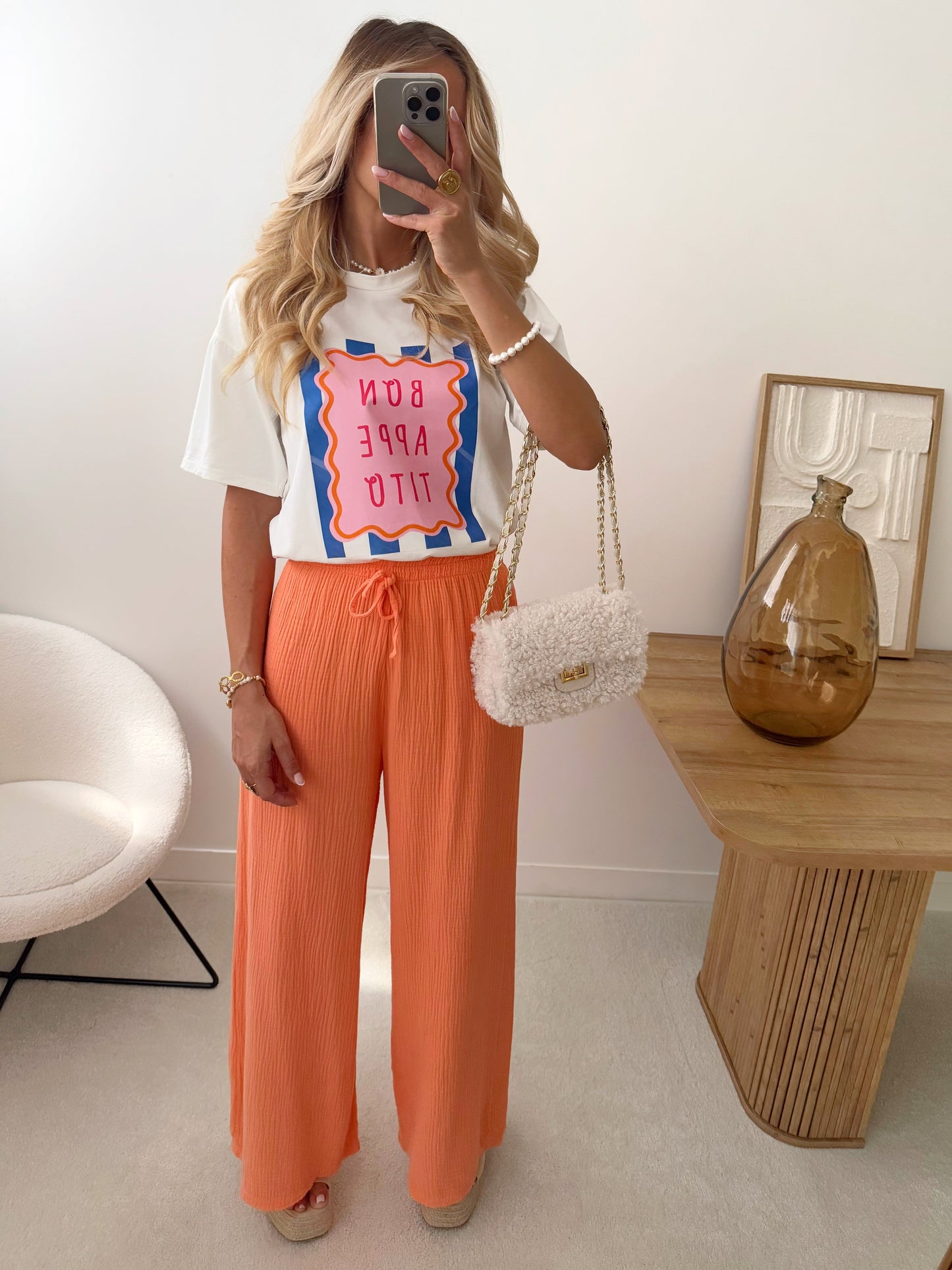 PHITA cotton gauze pants - coral