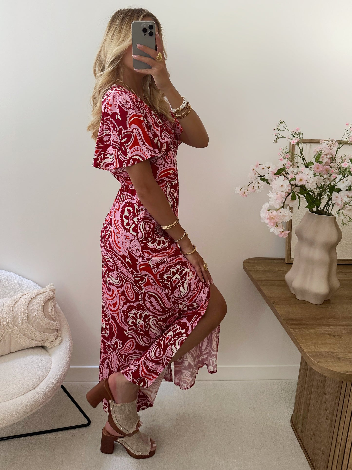 JANERO print long dress