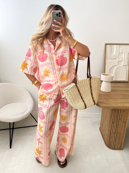ALEMAI printed shirt and pants set
