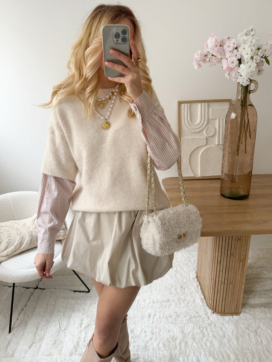 LUCERA beige 2-in-1 shirt-sleeve sweater