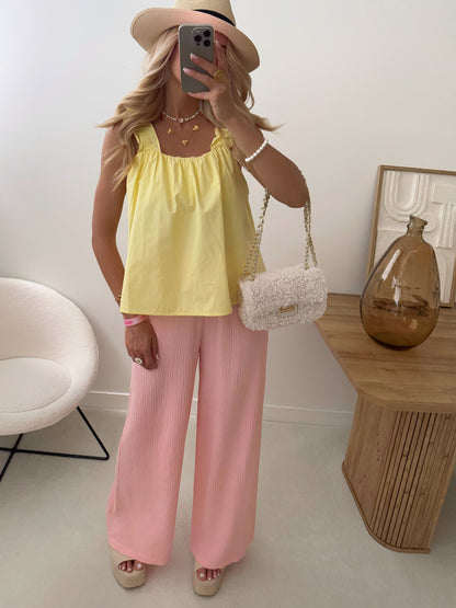 PHITA cotton gauze pants - pale pink