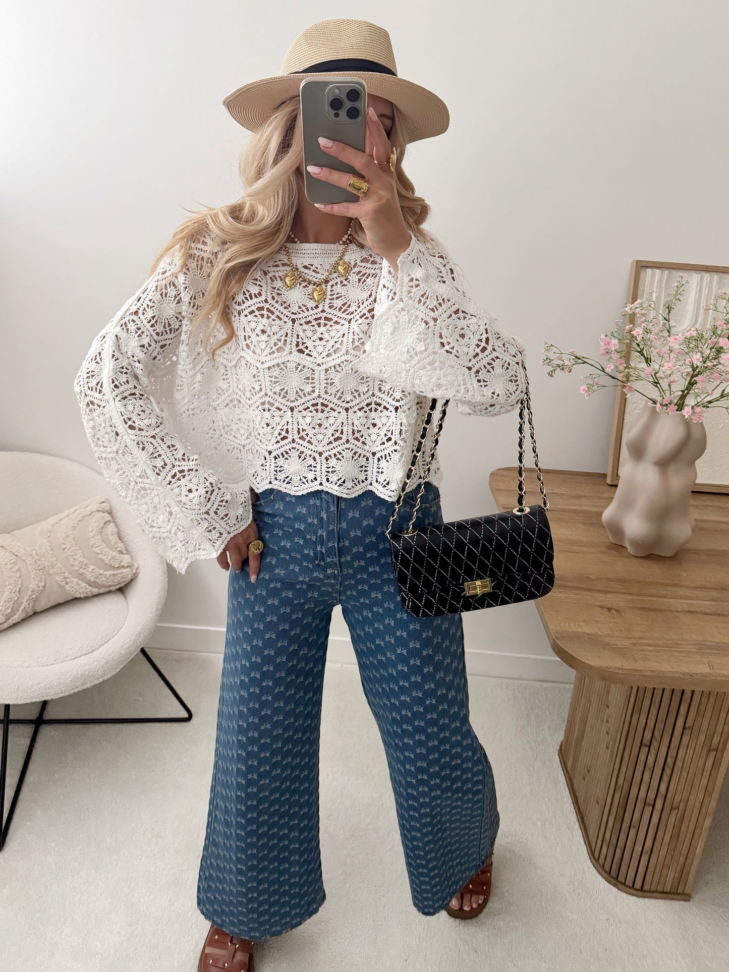 Jean en denim à imprimé noeuds LYA