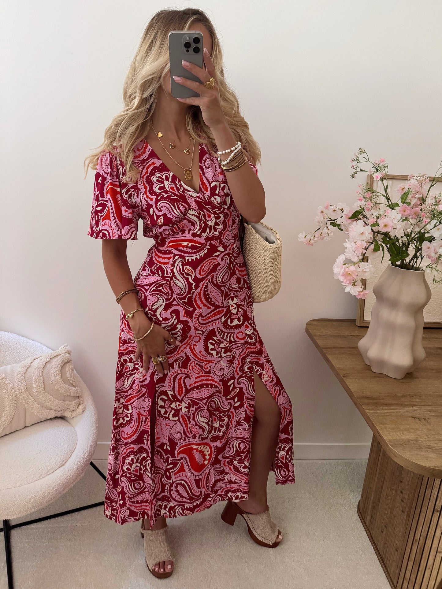 JANERO print long dress