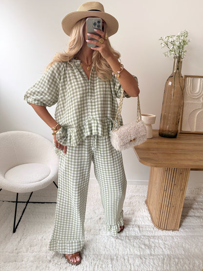 HARDIN Vichy print pants - khaki