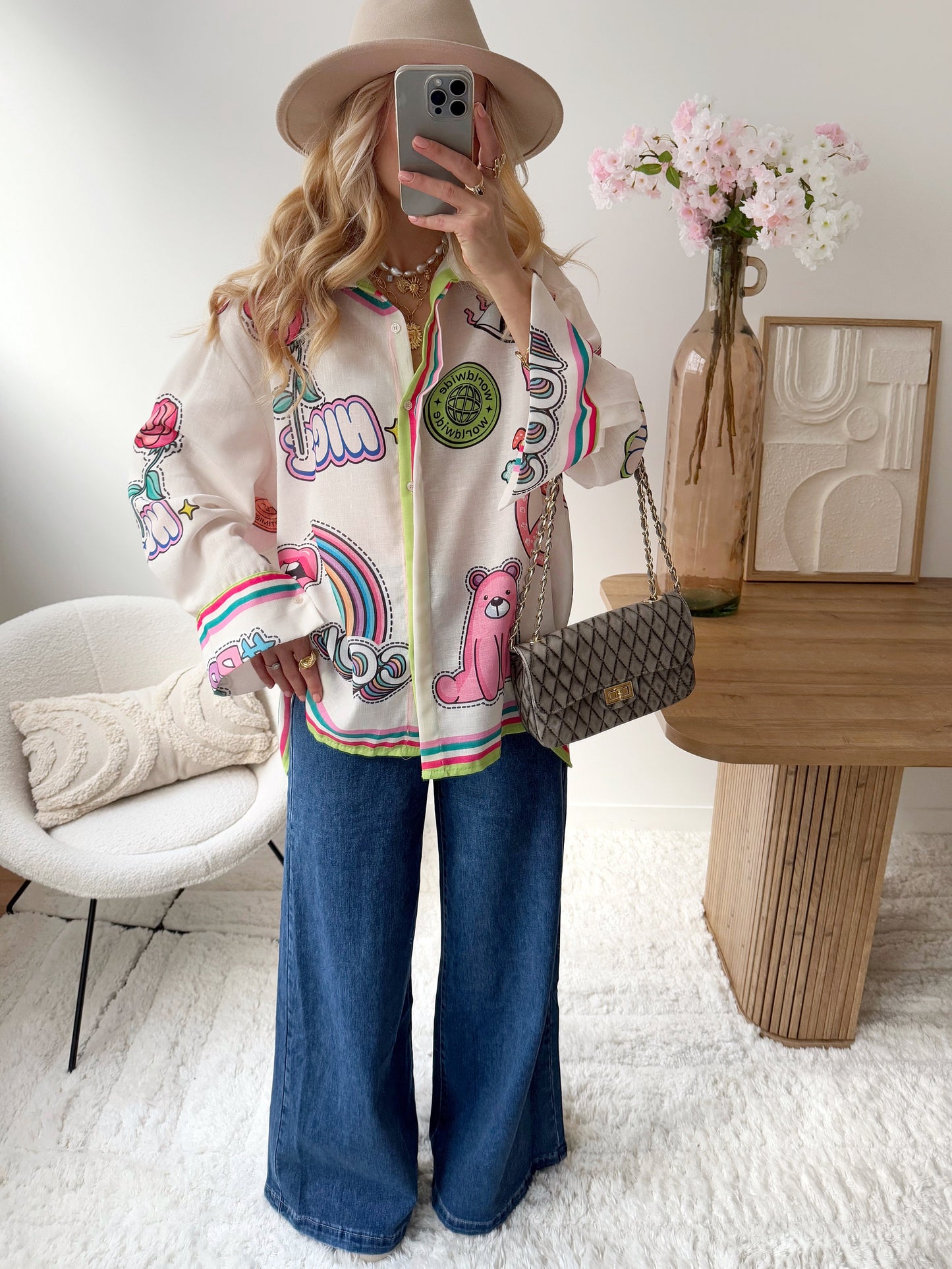 Jean taille haute wide-leg bleu brut PATTI