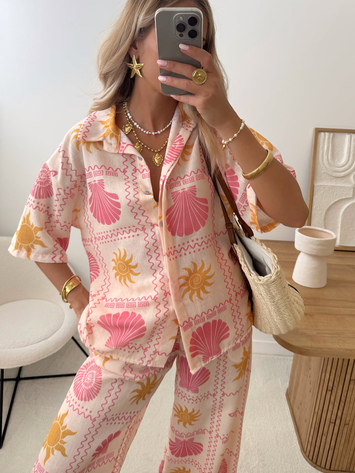 ALEMAI printed shirt and pants set