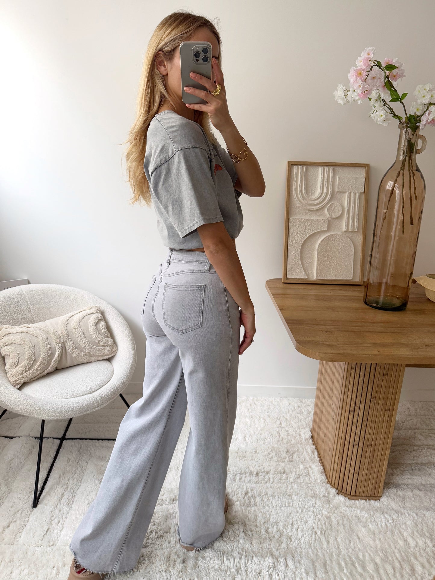 Jean wide leg LERANI - gris clair