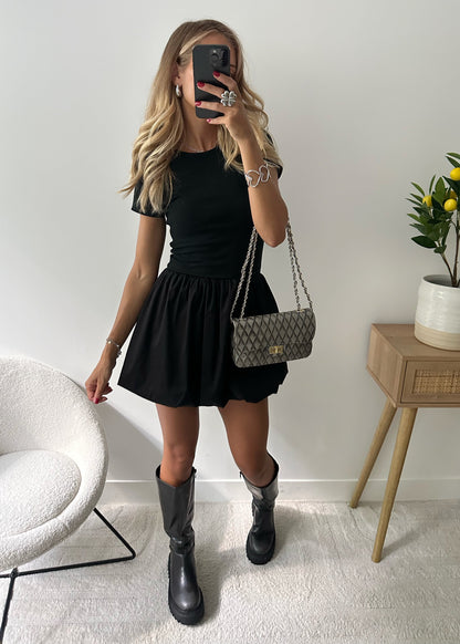 ALBERTIE black short-sleeved dress