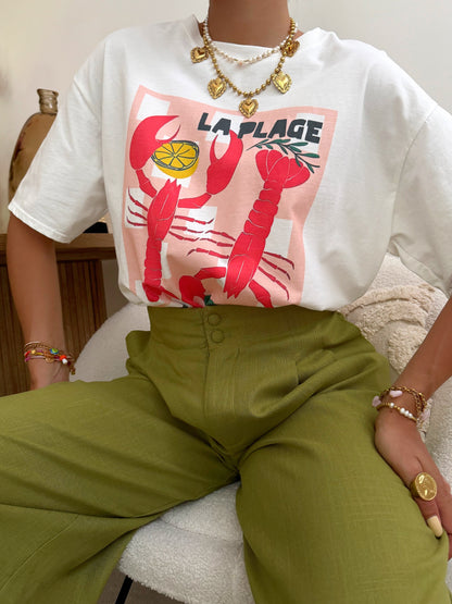 Oversized T-shirt with LOBSTER print