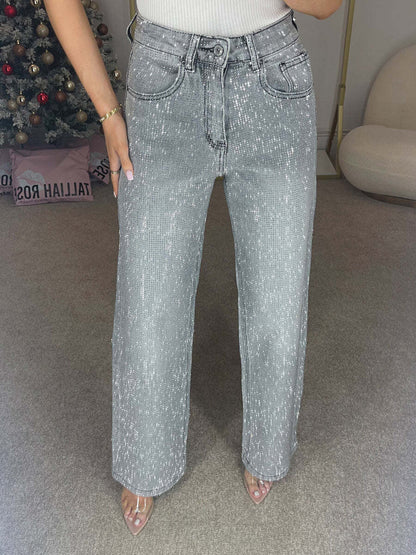 Jean Shiny denim à strass